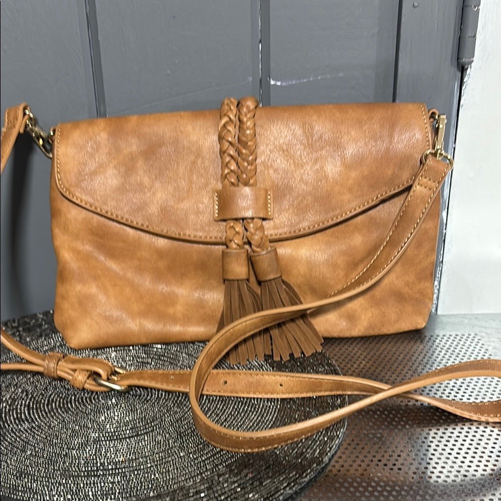 Urban Expressions Brown Leather Crossbody